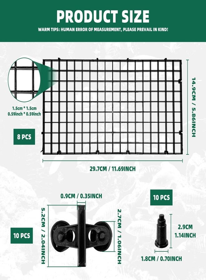 soujkooy 8Pcs Fish Tank Divider, 5.9x11.8in/15X30cm Aquarium Filter Bottom Divider Plastic Grid Tray Egg Crate, Fish Tank Bottom Isolation with 10 Sucker Clips and Bracket Ties - Image 2